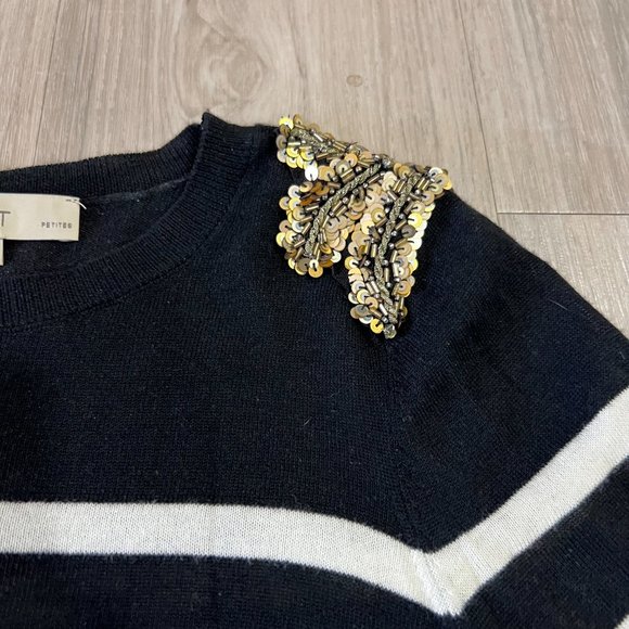 Ann Taylor LOFT Sequin Lightweight Striped Sweater - Picture 3 of 4